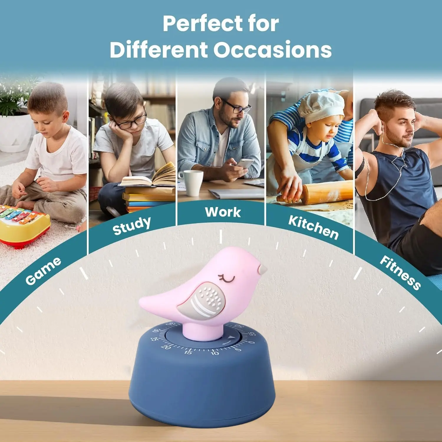 bluebird Timer for Kids, Multifunctional Timer, 60 Minute Countdown Timer Desk Study, Teaching, Kitchen Cooking, Office Meetings, Time Management for ADHD, Visual Timer with Desktop Software for Classroom Learning, Teachers Desk