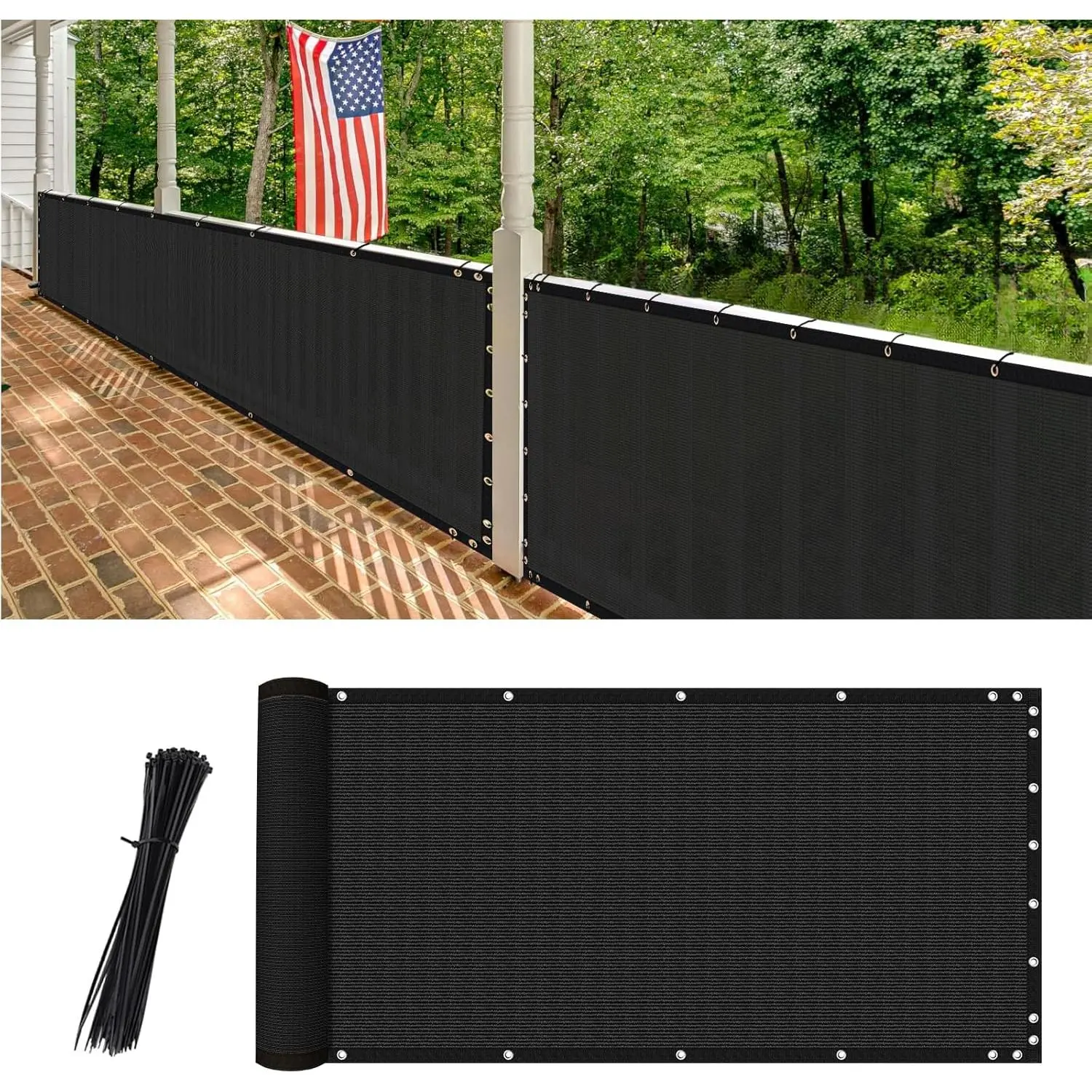 6' x 50' Heavy Duty  Screen Fence, 90% Blockage Mesh Shade Net Cover for Garden, Wall, Chain Link Fence (Black, 6' x 50')