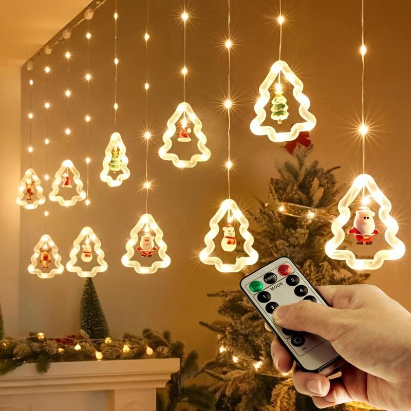 1PC Christmas Window Light,  Ornament LED Curtain Lights ,USB Powered DIY Light String with Remote Control, Cartoon Shape LED Lantern for Bedroom Patio Garden Party Home Indoor Outdoor Decor, Lighted Lantern