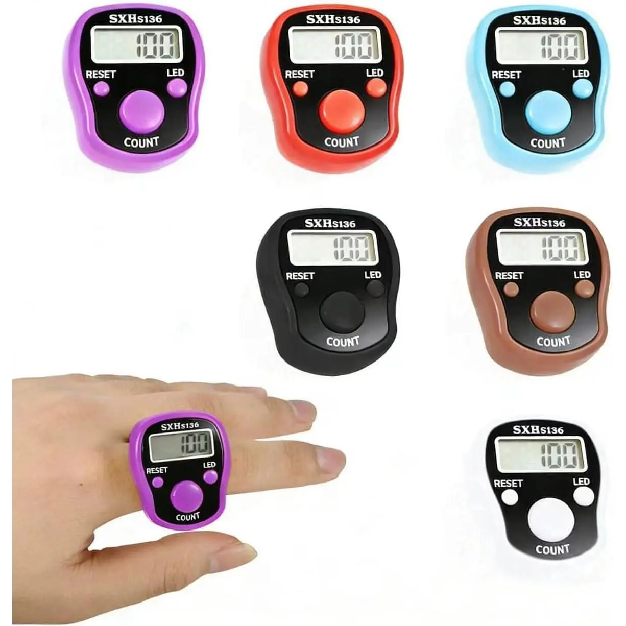 Finger Counter, 6 Pack Digital Tally Counter Clicker with Led, Resettable 5 LCD Digit Display Hand Tally Counter Counting for Golf,Goods Counting,Lap & Knitting