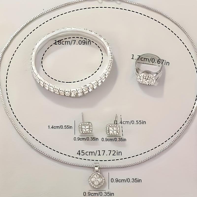 Unisex 5pcs Fashion Jewelry Gift Set - Roman Numeral Quartz Watch With Bracelet, Ring, Necklace & Earrings - Elegant Accessory Set For Birthday, Valentine'S Day, Or Family Gifts