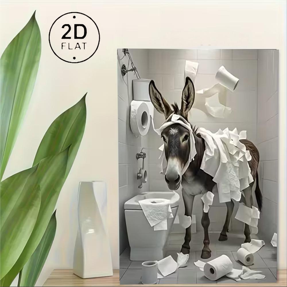 Bathroom Art Wall Farmhouse Home Vintage Funny Signs Donkey For Home,Donkey Toilet Paper Fun packaging style,room decoration, unique holiday gift paintings, waterproof, fade resistant, printed posters, and wall decorations