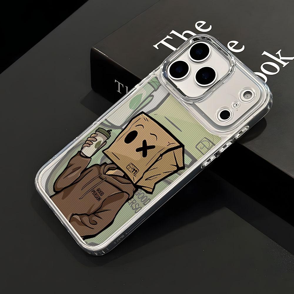 Phone case suitable for Apple iPhone 17 Air 16 15 14 13 12 Pro Max Plus with cartoon characters with square heads