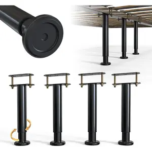 Under Bed Metal Adjustable Height Support Leg, Bed Slat Support Leg for Heavy Duty Wooden King Queen Bed Frame, 7"-12.6", 4pcs