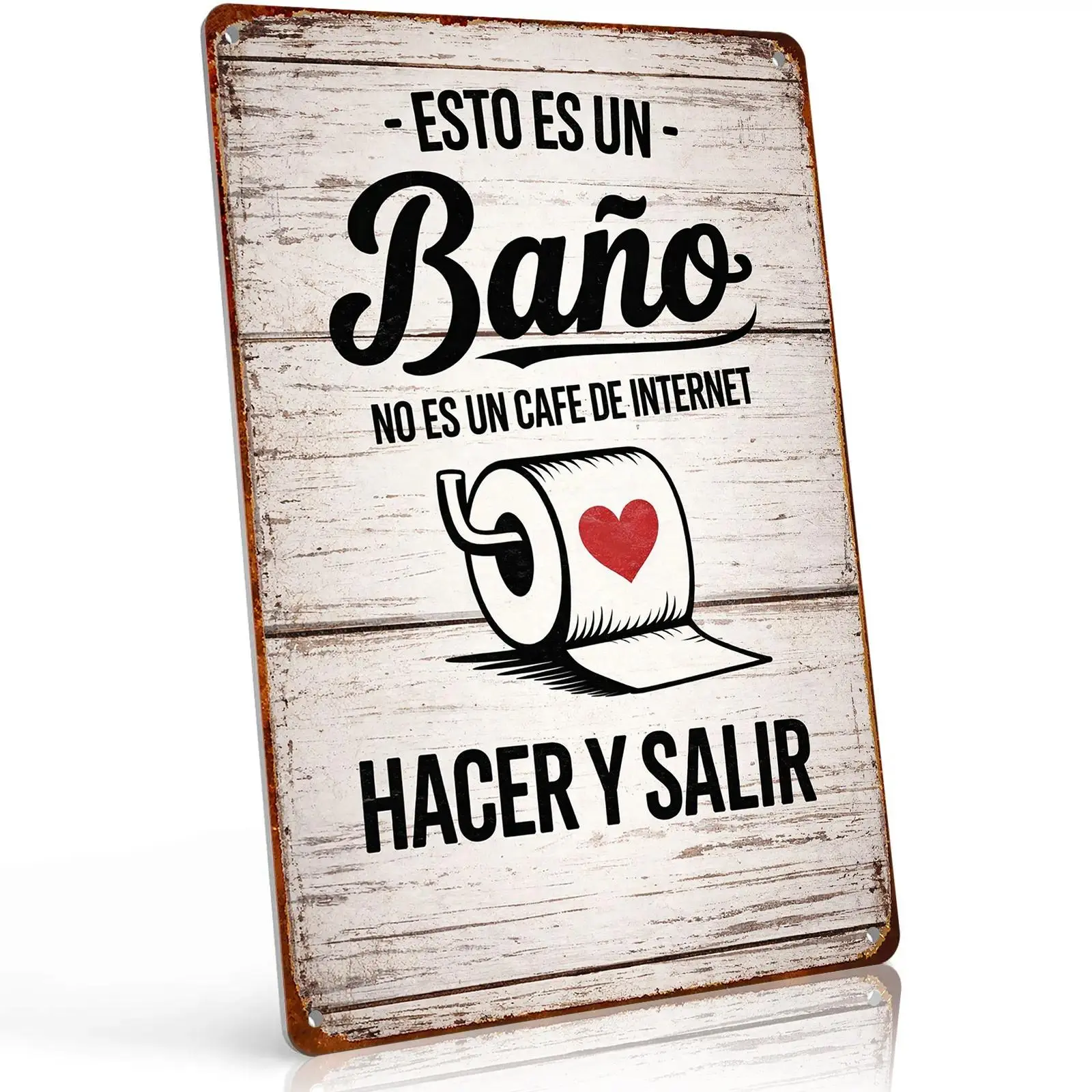 Esto Es Un Baño No Es Un Cafe De Internet 8x12 Inch Aluminum Metal Sign - Funny Spanish Restroom Wall Decor for Home, Restaurant, Bar - Retro Tin Sign Gift for Spanish Speakers Bathroom Sign Rustic Farmhouse Design