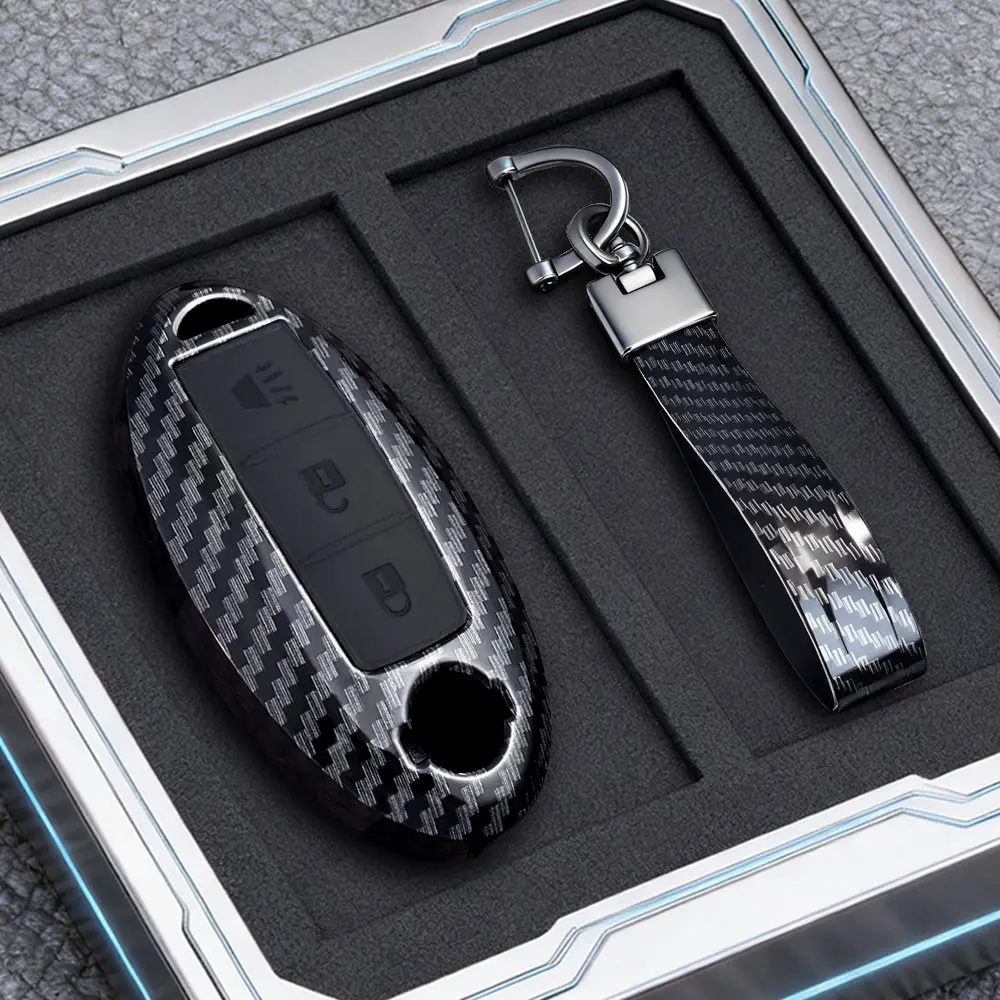 Carbon Fiber Style Car Key Cover for Nissan Qashqai J11 J10, Juke Rogue X Trail Kicks Tiida Murano Versa, Car Key Protector, Key Fob Cover, Durable Auto Accessories, Car Accessory, Automotive