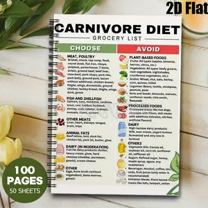 1 Carnivore Diet Grocery List Spiral Notebook, 5.7x8.26 Inch, High-Quality Pages, Durable Binding, Daily Meal Planning Journal, Ketogenic Diet Tracker, Nutrition Guide for Fitness Enthusiasts, Christmas Gift for Dieters [2D] Flat