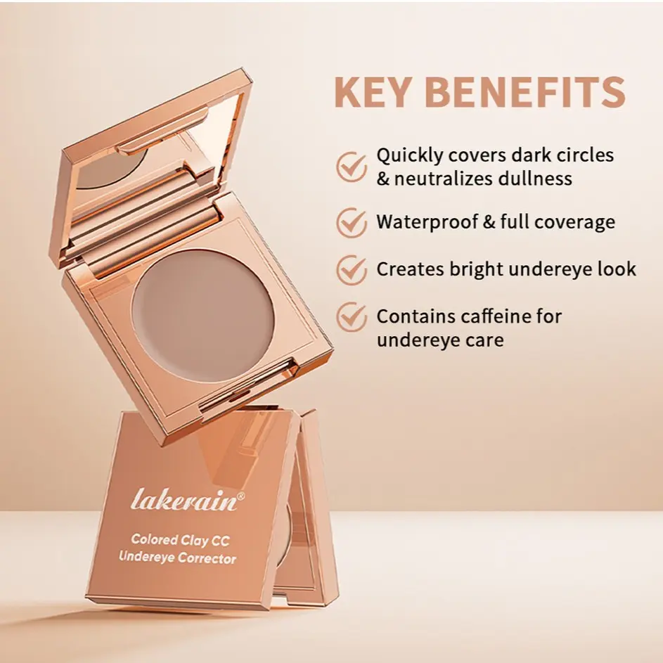 Under Eye Concealer Cream, CC Undereye Corrector, Moisturizing Lightweight Formula, Covers Dark Circles, Corrects Skin Tone, Smooths Eye Makeup Base