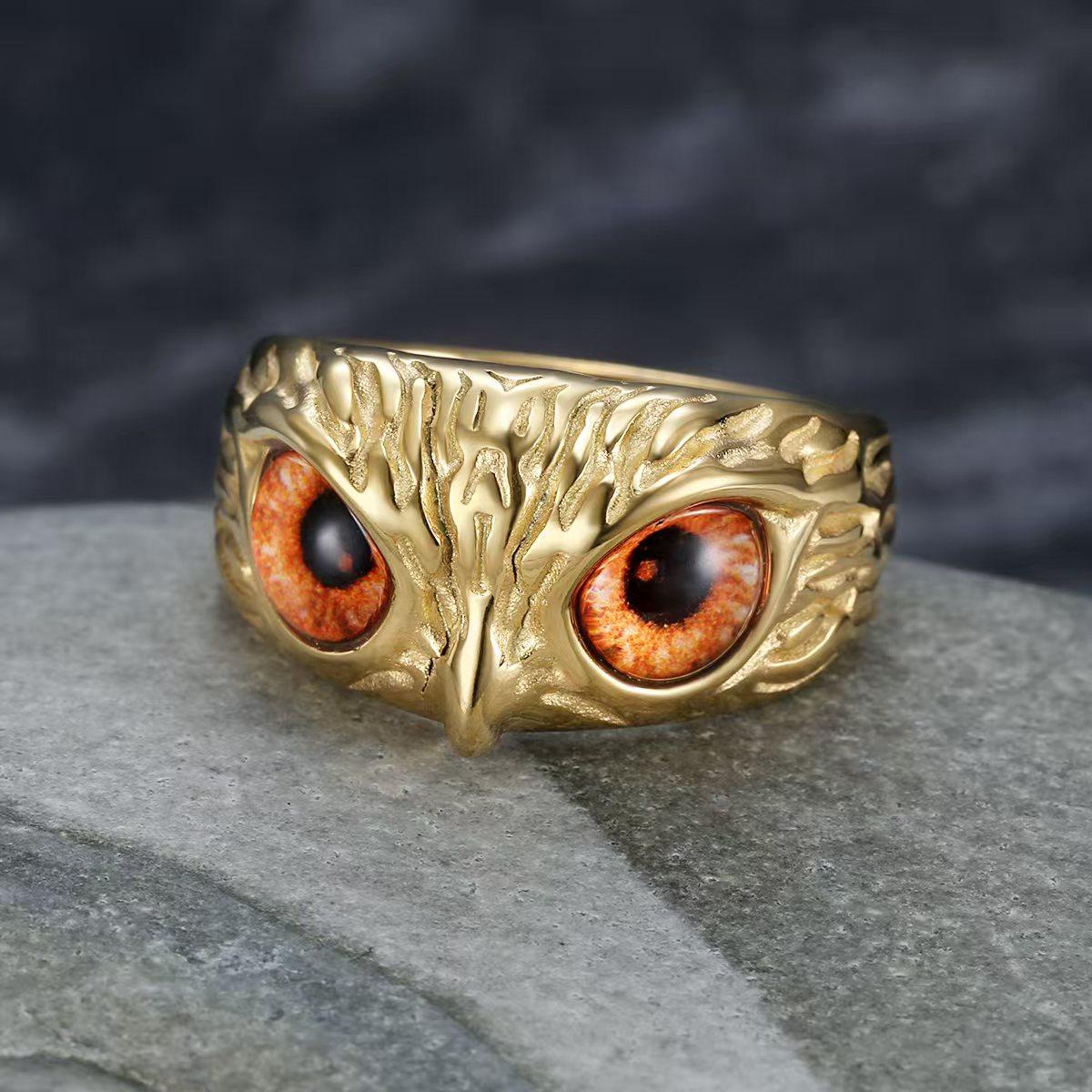 Fashionable Owl Ring, Stainless Steel Ring with Retro Hip-hop Punk Style, Everyday Jewelry, Party and Birthday Gifts