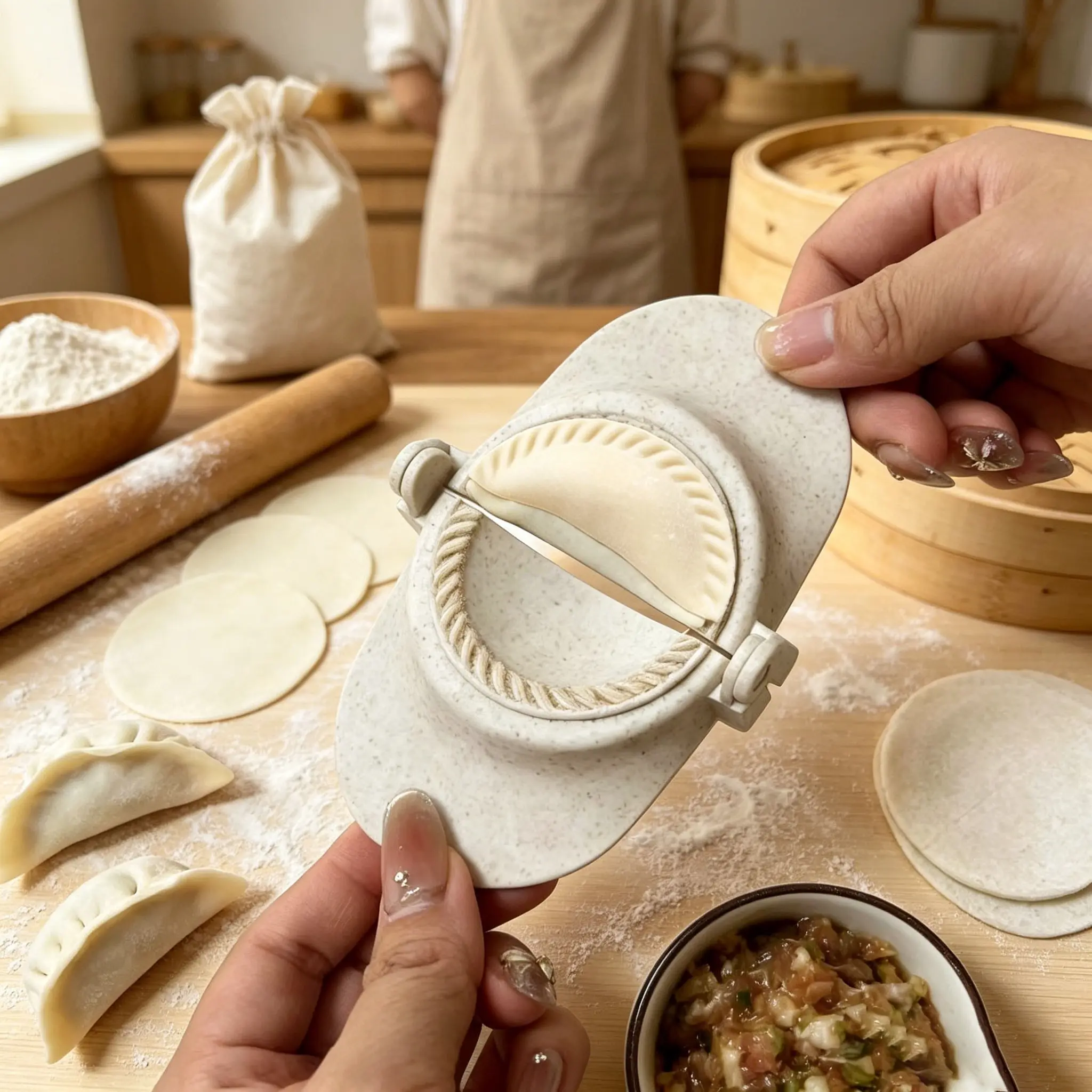 Handheld Dumpling Mold Tool, Food Grade Jiaozi Press, Easy DIY Jiaozi Maker, Three Sizes Available, Energy-Saving Design