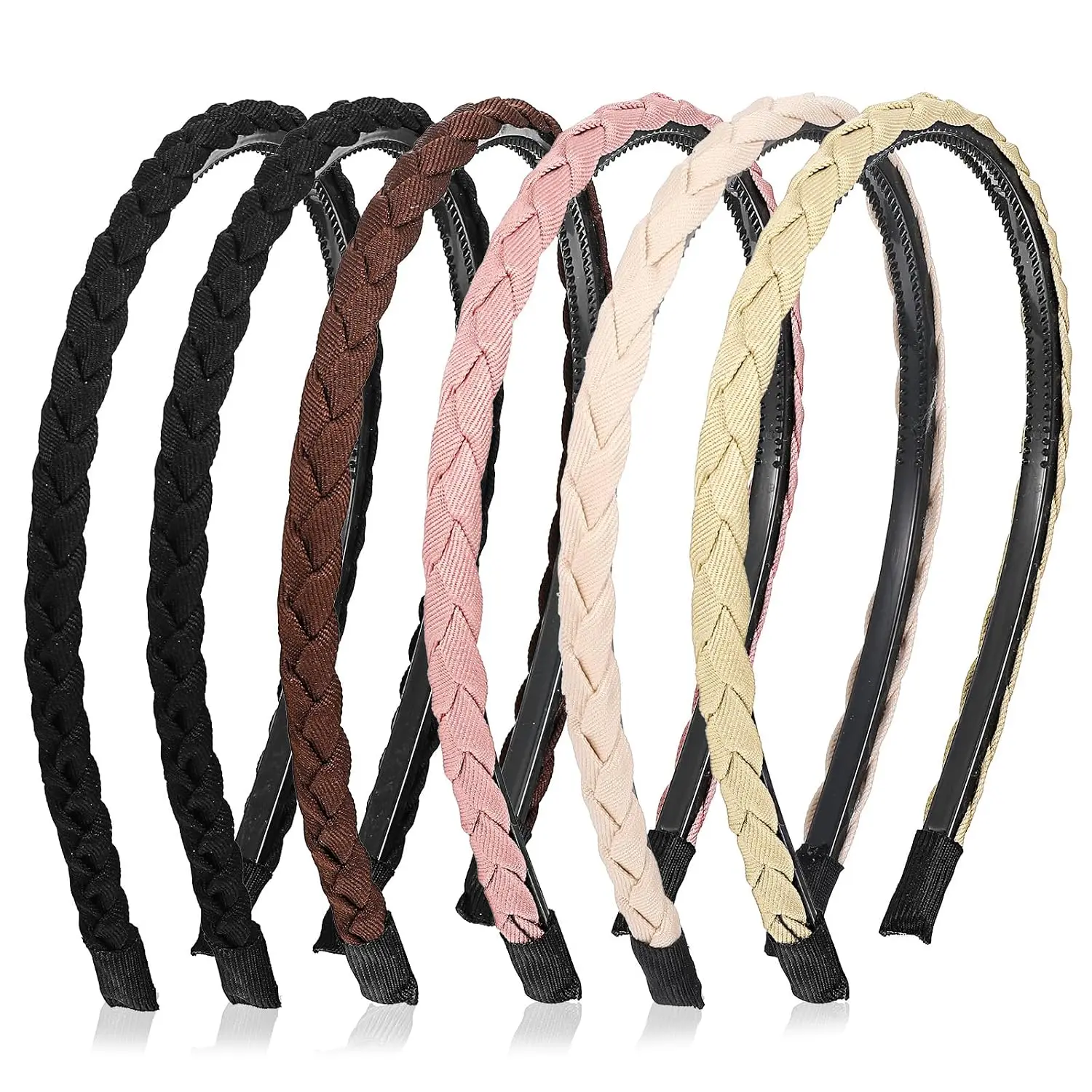 6 count Thin Braided Headbands, Non-Slip Flexible Headband with  | Comb Skinny Twisted Boho  Band for Women Fashion Hairbands Hair Accessories