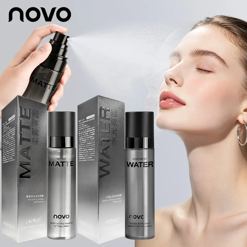 NOVO Long Lasting Makeup Setting Spray Matte And Hydrating Glossy Two Options Waterproof Sweat Resistant Anti Smudge Fine Mist Daily Base Makeup Fixing Spray