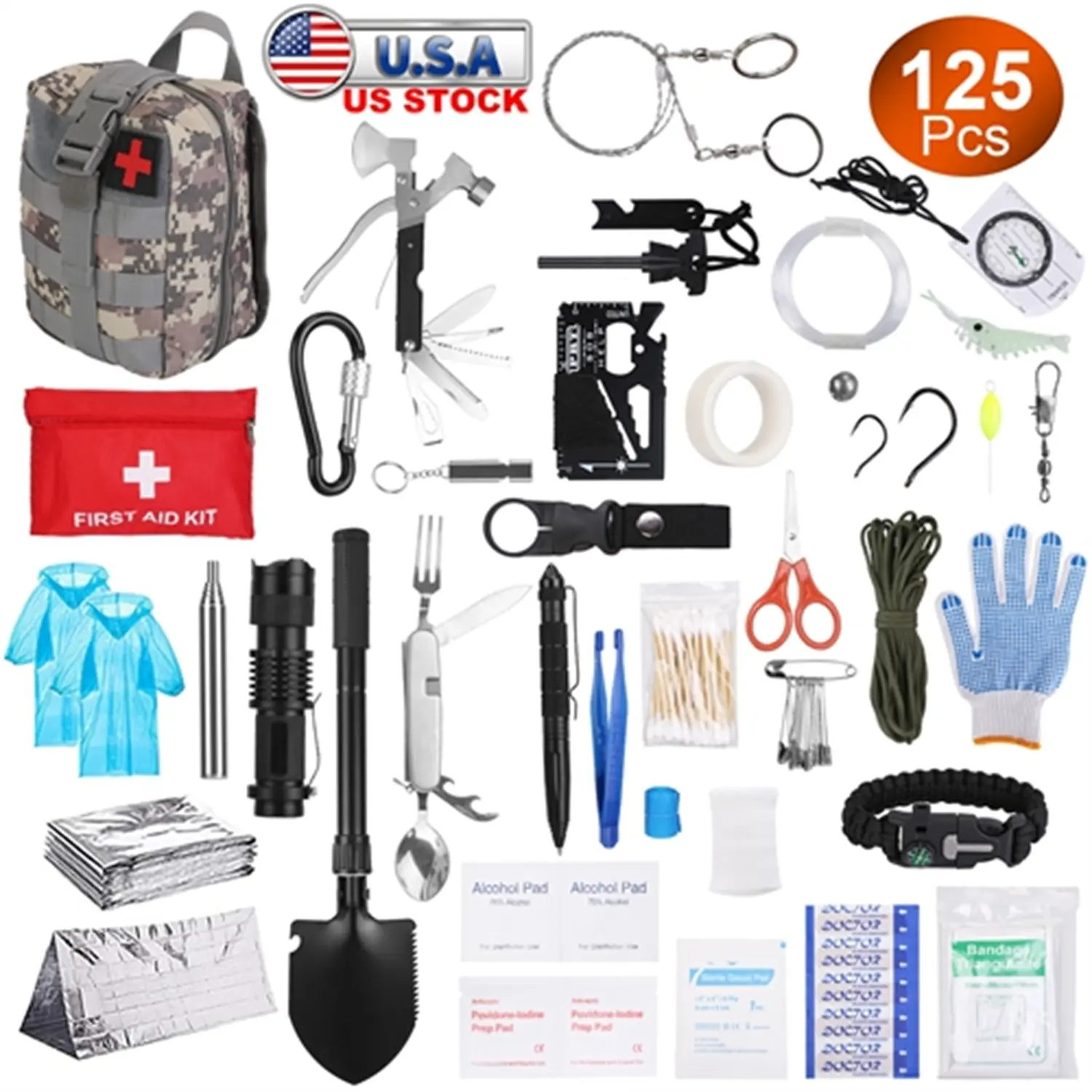 125 in 1 Survival Kits, Professional Survival Gear Equipment Tools First Aid Supplies for SOS Emergency Tactical Hiking Hunting Disaster Camping Adventures, Gifts for Men