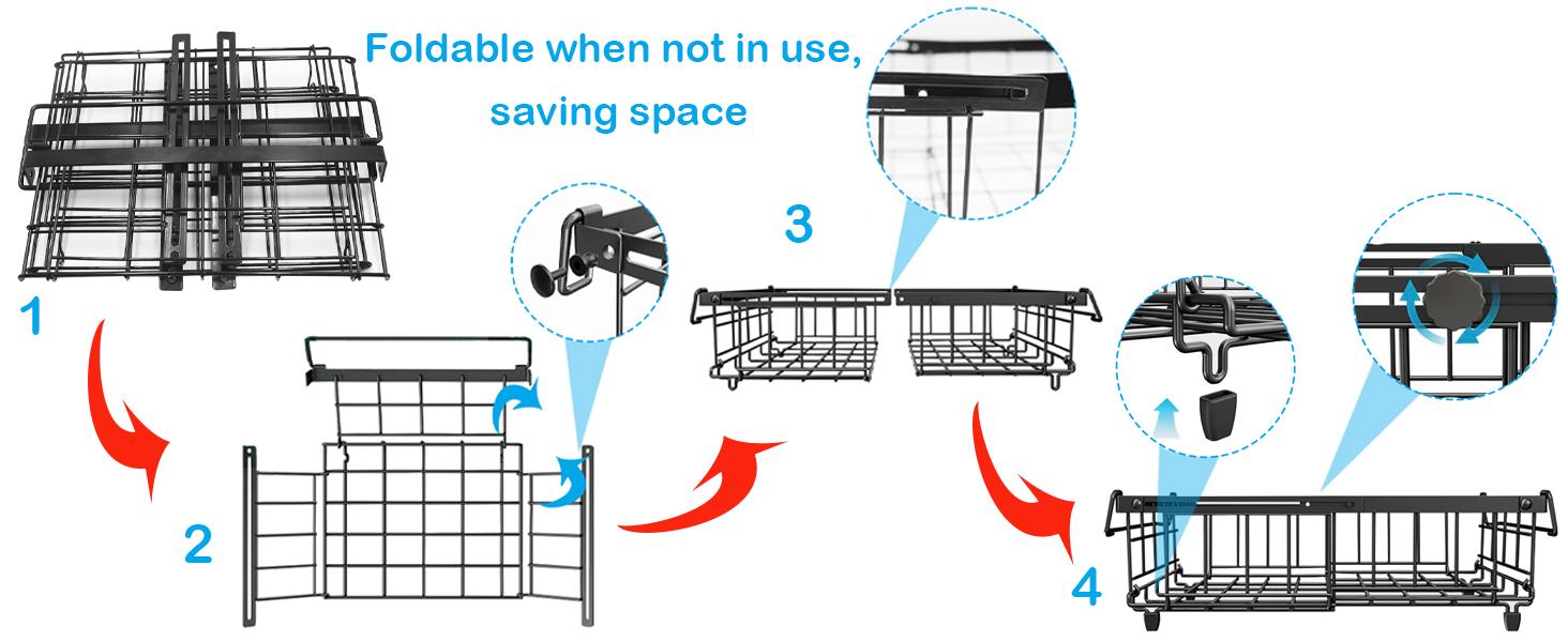 Freezer Organizer Bins, 2 Pack Expandable Stackable Chest Deep Freezer Organizer Bins, Foldable Freezer Baskets with Handles, Freezer Bins for 5 - 20 Cu.Ft Deep Freezer, Black