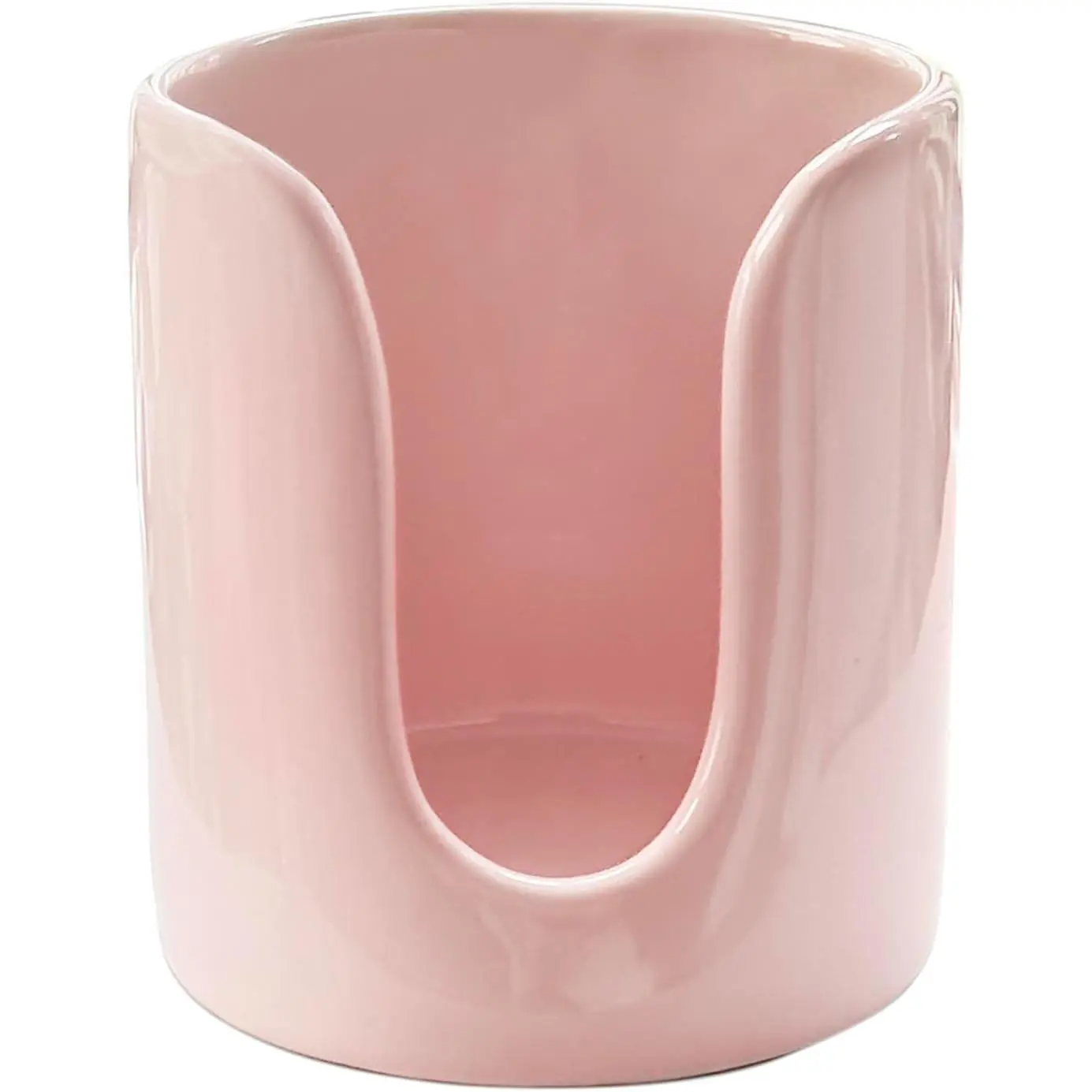 Ceramic Bathroom Cup Dispenser, 3 oz 4 oz Disposable Cups Holder, Small Mouthwash Cup Dispenser (Pink)
