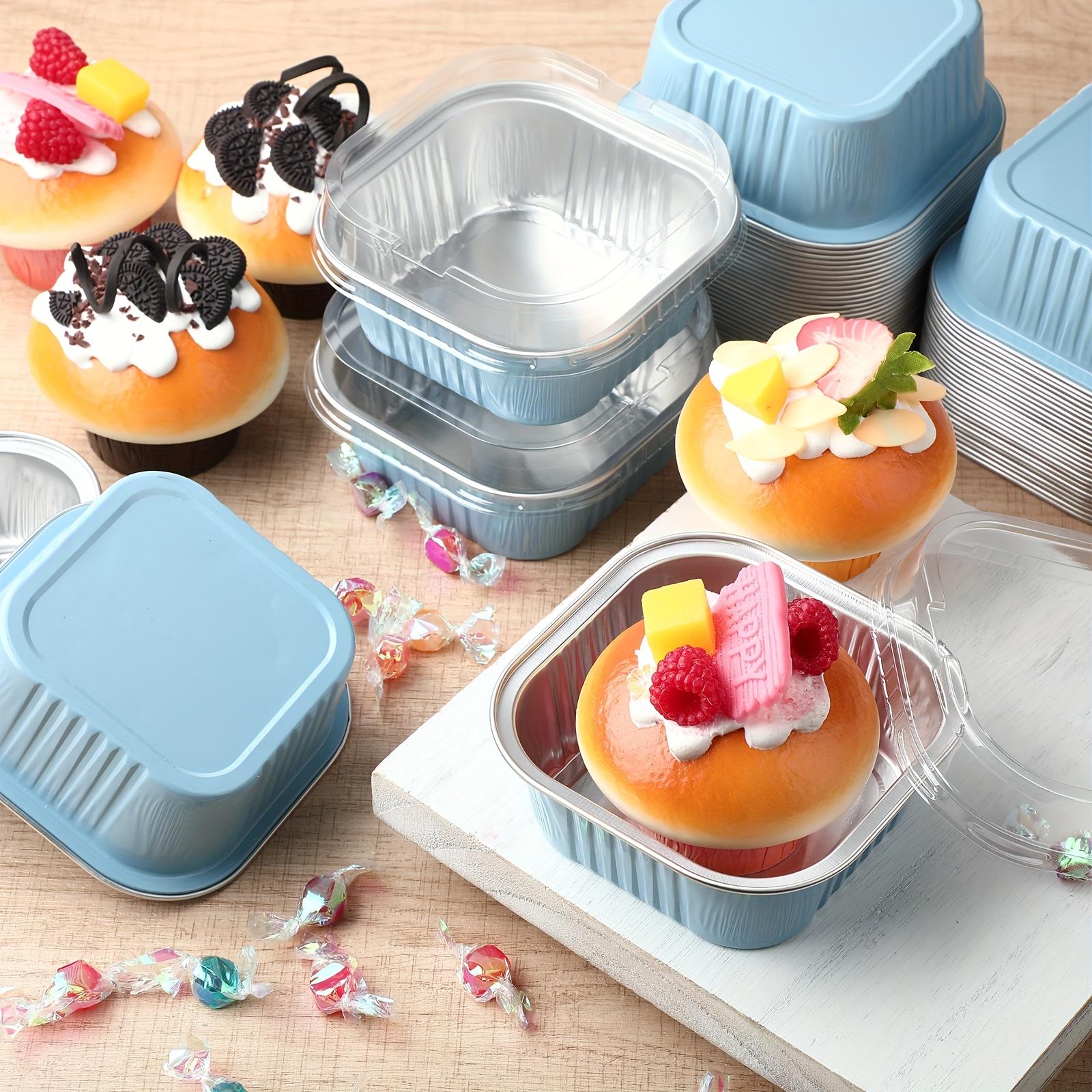 For Valentine's Day, Birthdays & Baking, Mini Dessert Baking & Packing Solution, 10oz Square Aluminum Foil Baking Pans, Sealed Lid High Temp Resistant, Effortlessly Handle Mini Dessert Baking & Packing, 100 Pack For Valentine's Day, Birthdays & Baking, Mini Dessert Baking & Packing Solution, 10oz Square Aluminum Foil Baking Pans, Sealed Lid High Temp Resistant, Effortlessly Handle Mini Dessert Baking & Packing, 100 Pack