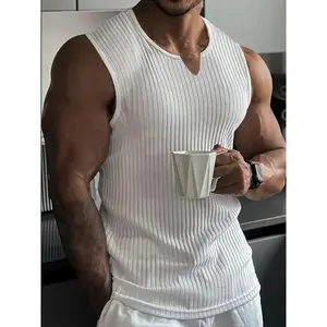 Men'S Slim Fit Sleeveless Casual Elastic V-Neck Fitness Vest