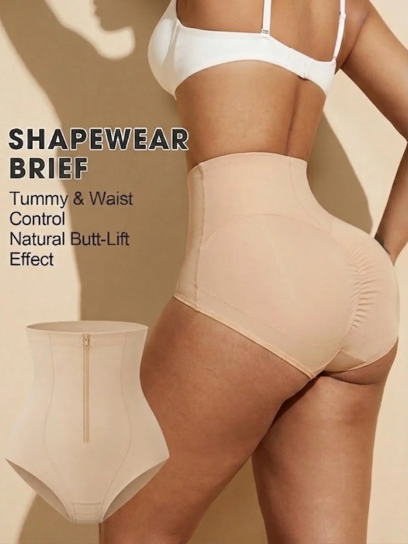 1 Count Women's Comfortable Butt Lifting & Tummy Control Bottoms, Colombian, Fajas, Zipper Front Butt Lifter Panties, High Stretch Waist Cincher Shaper Shapewear Shorts, Dual Closure Zipper & Inner Single Hook Panty, Great For Casual Outings
