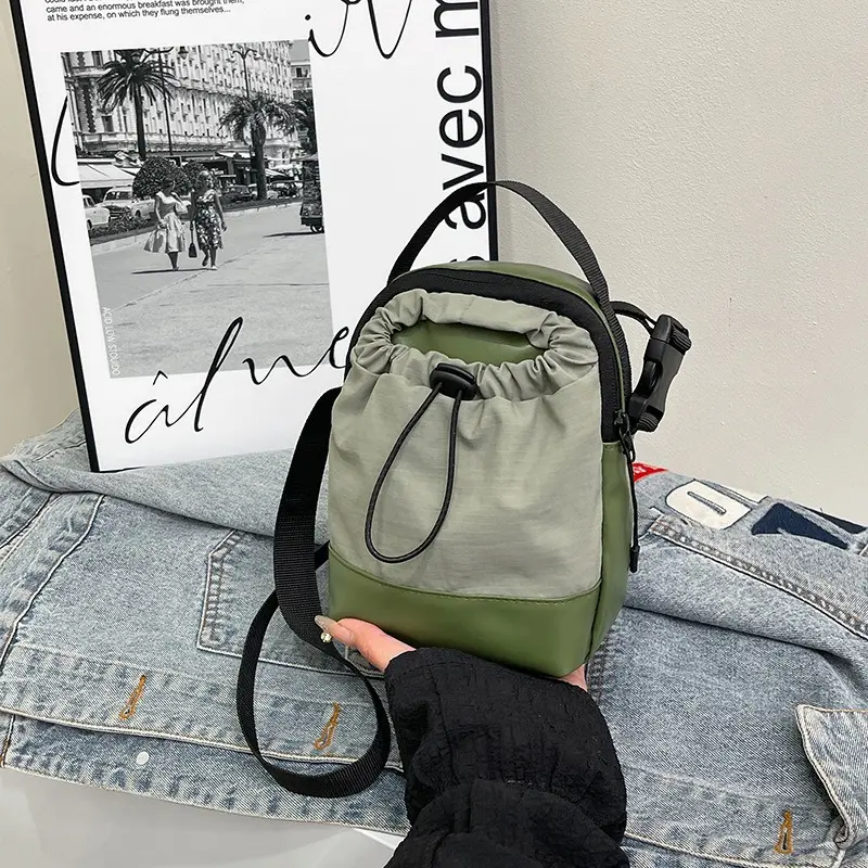 Lightweight Crossbody Phone Bag for Women, Mini Shoulder Bag with Drawstring Closure, Small Cellphone Purse, Compact Everyday Bag for Travel, Shopping, Walking, Running Errands, Casual Daily Use