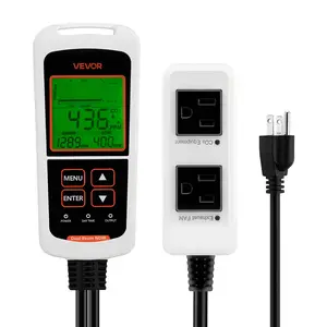 VEVOR Carbon Dioxide Monitoring Controller, Dual Outlets CO2 Monitor & Controller, Carbon Dioxide Sensor Day and Night Detection Feature, NDIR CO2 Sensor for Greenhouse, Laboratories, Classrooms, Hom