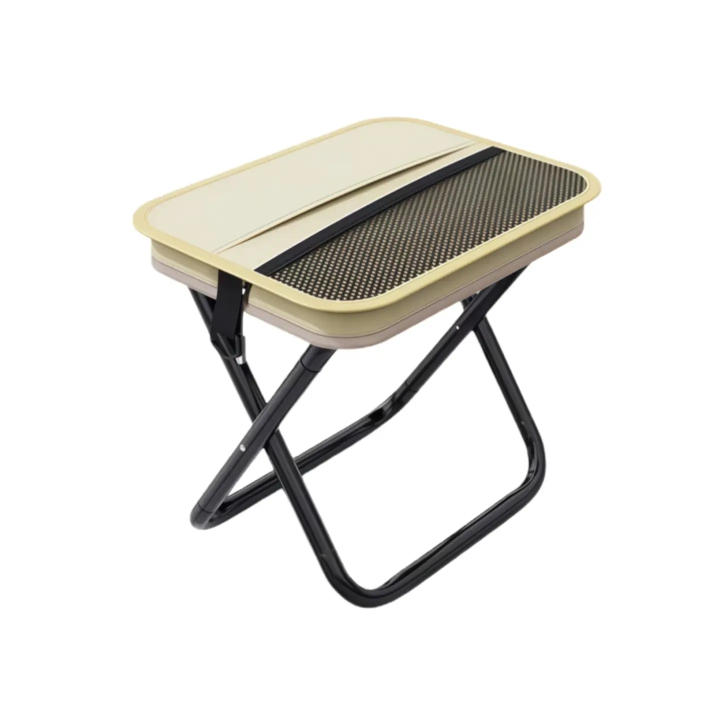 Adult Portable Folding Stool, 10 Inch High Foldable Backpacking Seat with Side Pockets, Anti-Pinch Camping Stool for Travel Fishing Hiking, 220 Lbs Capacity,