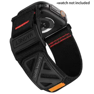 Wide Soft Nylon Sport Loop for Apple Watch – Sturdy Magnetic Buckle, Fits 42–49mm (Ultra 3/2, Series 1–11, SE), Great for Summer Outdoor & Daily Wear