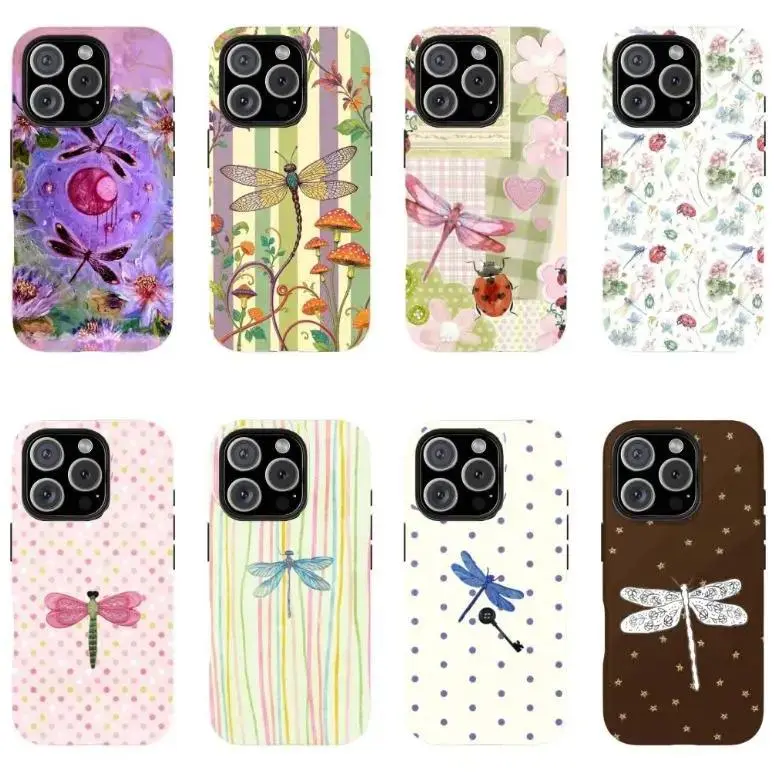Whimsigoth Aesthetic Dragonfly Phone Case for IP 17 16 15 14 13 12 11 Pro Max , Vintage Boho Patchwork Floral Case, Purple Lotus Fairycore, Fairycore Nature - Aesthetic Purple Flower Phone Cover, Girly Floral Tough Case, Waterproof