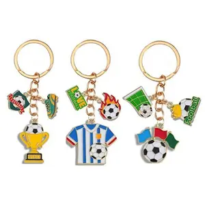 Vibrant Enamel Soccer Keychain for Boys Girls • 3D Sports Ball Trophy Jersey Charm Keyring Football Fan Jewelry Team Party Favors