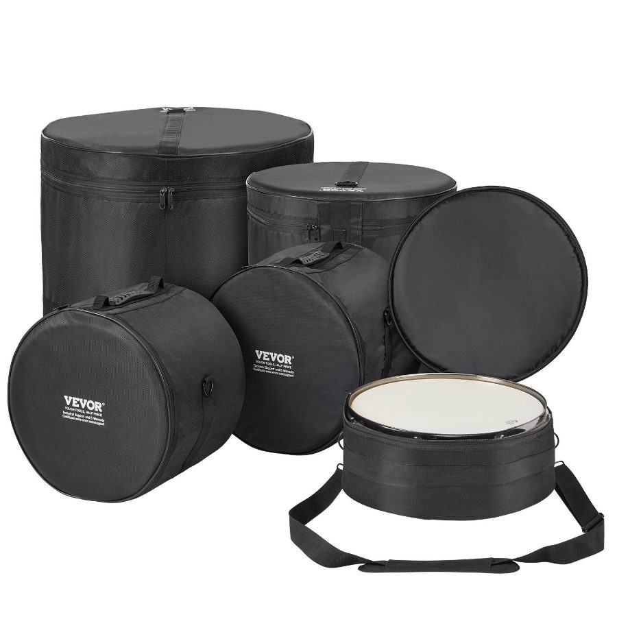 VEVOR 5-Piece Drum Bag Kit, Durable 1680D Oxford Material, Cushioned Cases with 1.5m Removable Shoulder Strap and Carry Handles, Collapsible, Fits 22'' Bass, 12''/13''/16'' Toms, 14'' Snare VEVOR 5-Piece Drum Bag Kit, Durable 1680D Oxford Material, Cushioned Cases with 1.5m Removable Shoulder Strap and Carry Handles, Collapsible, Fits 22'' Bass, 12''/13''/16'' Toms, 14'' Snare