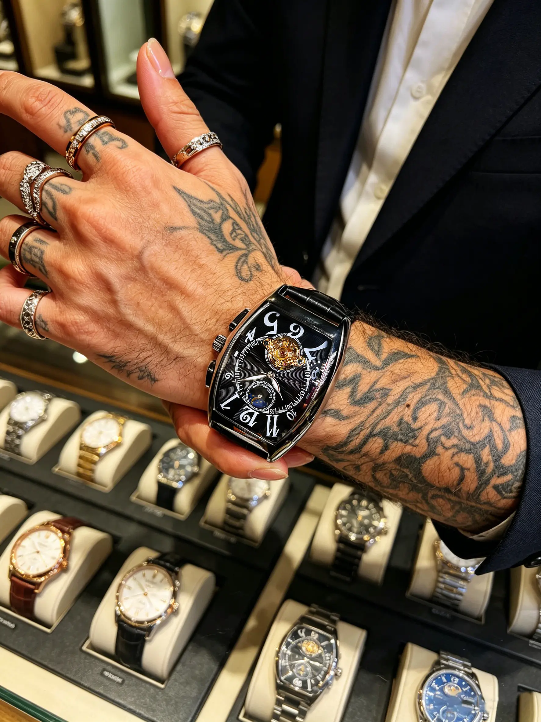 Vintage Barrel Men's Automatic Mechanical Watch, Open Heart Moon Phase, Business Matte Classic, Flexible Leather Strap, Elegant Gift Box, Fully Automatic Watch