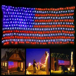 American LED Flag Net Lights - 420 LED 4th of July Decorations Outdoor Lighted Flag String Lights of The United States for Memorial Day Yard Garden Festival Holiday Partyfidget toys
