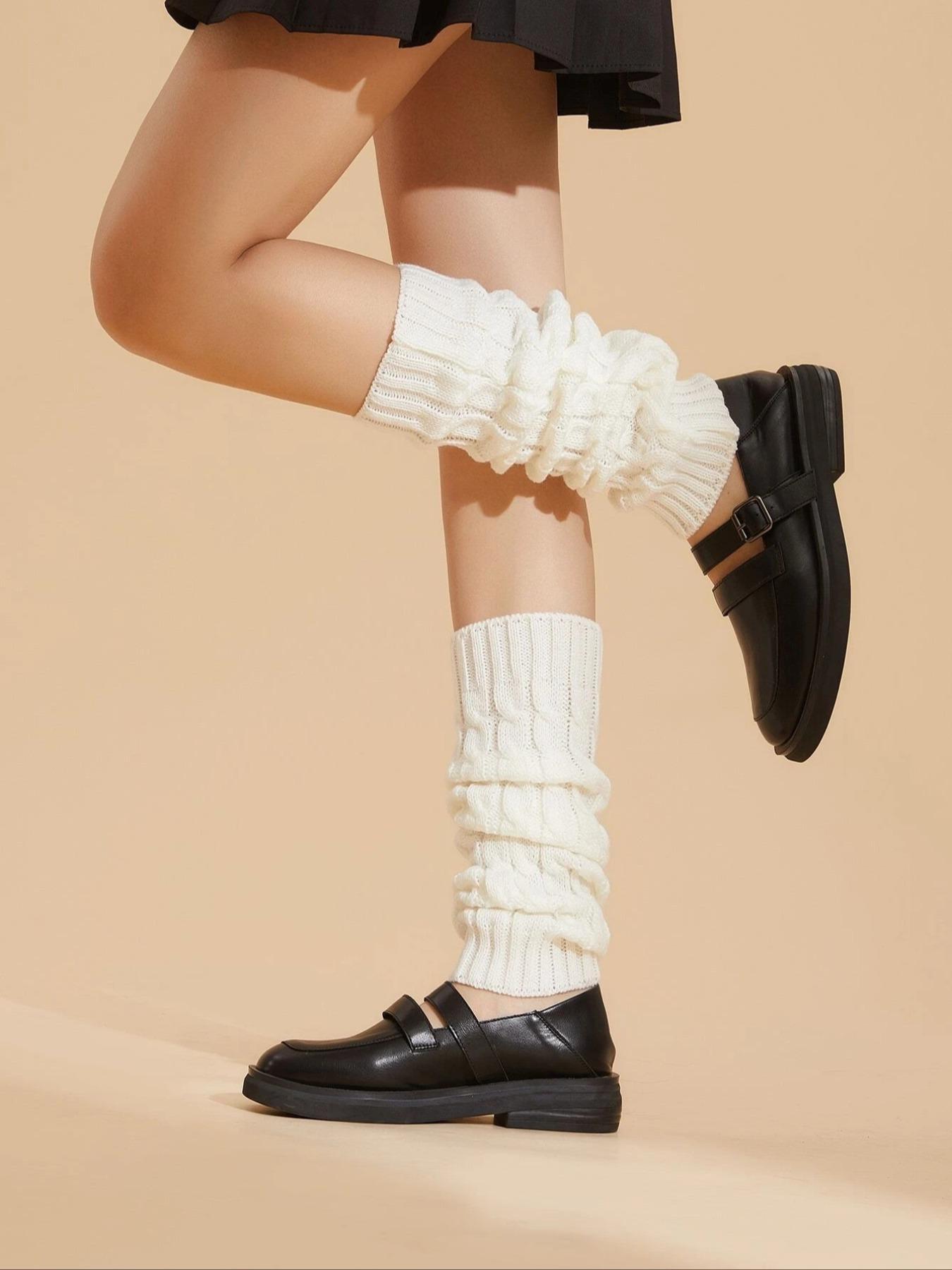 Women's 1 Pair Solid Textured Leg Warmers, Casual Cozy Warm Leg Warmers for Fall & Winter, Women's Socks for Daily Wear, Cute Textured Socks