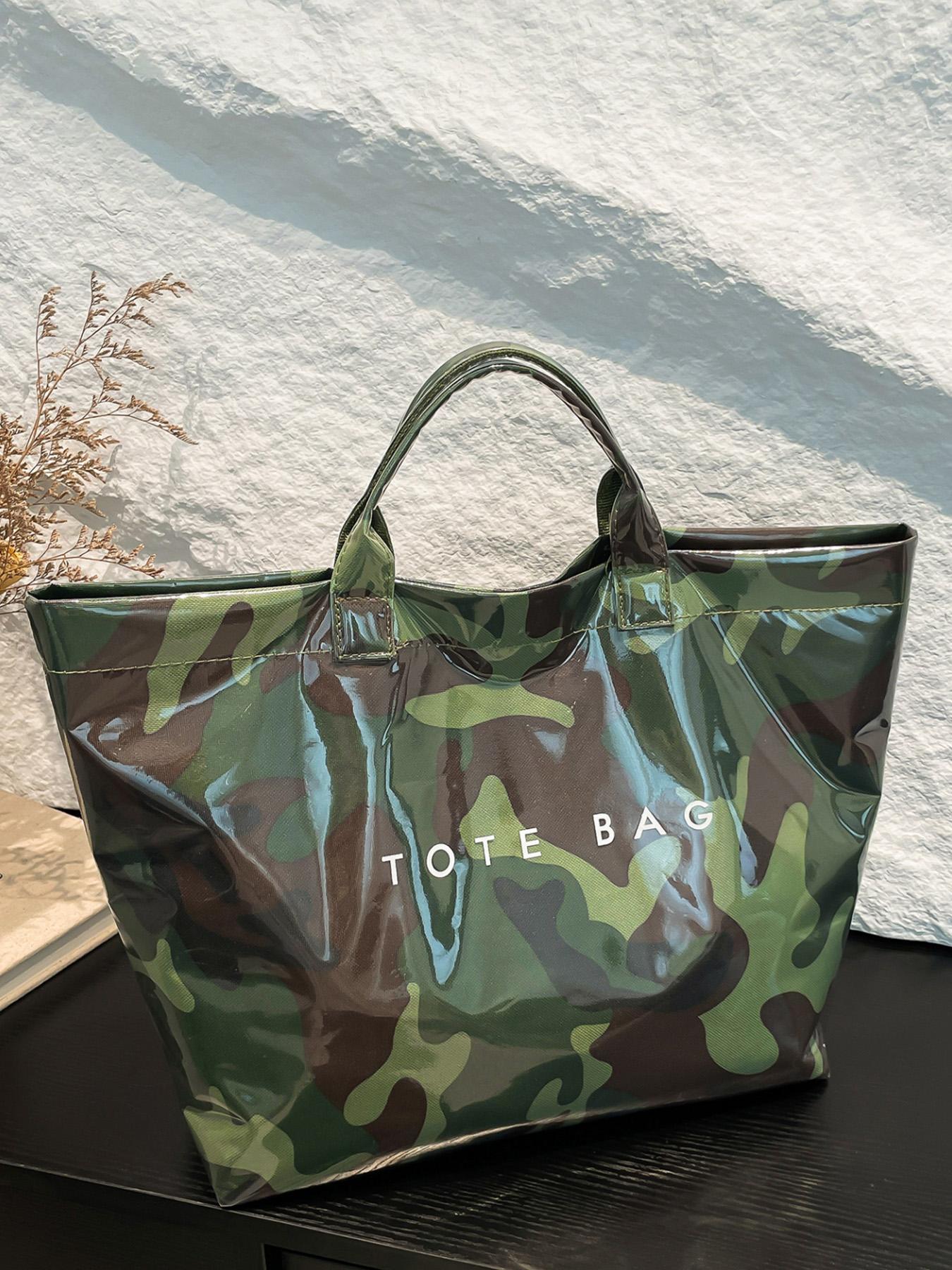 Fashion Camouflage Pattern Handbag, Casual Versatile PVC Tote Bag for Women, Trendy All-match Bag for Daily Commuting, Fashionable Bag for Daily Use