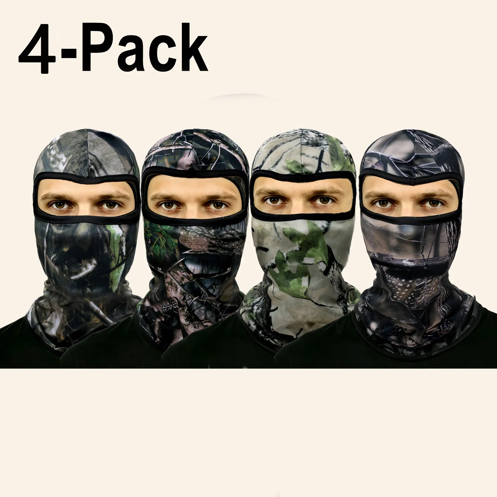 4-Pack Headgear Set, Balaclava Hat, Motorcycle Face Mask, Outdoor Cycling Helmet, Unisex, Ideal for Hiking, Fishing, Riding, All Seasons