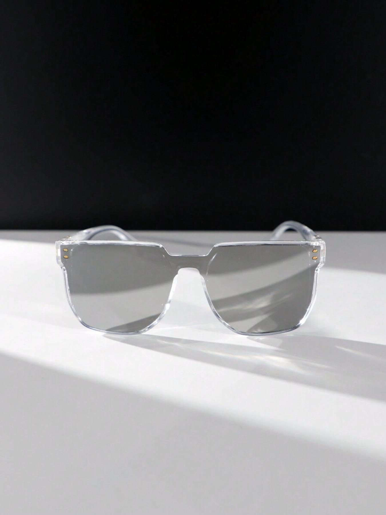Flat Top Mirror Lens Sunglasses for Women, Summer Trendy Casual Clear Frame Sunglasses for Everyday Use, Fashion Accessories for Outdoor Activities, Fashionable Frames Sunglasses