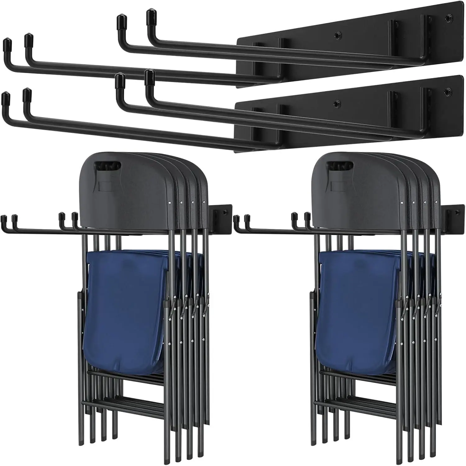 Folding Chair Rack, Metal Folding Chair Storage Rack - 2-Pack, Heavy Duty Design, Garage Organization & Foldable Chair Hanger