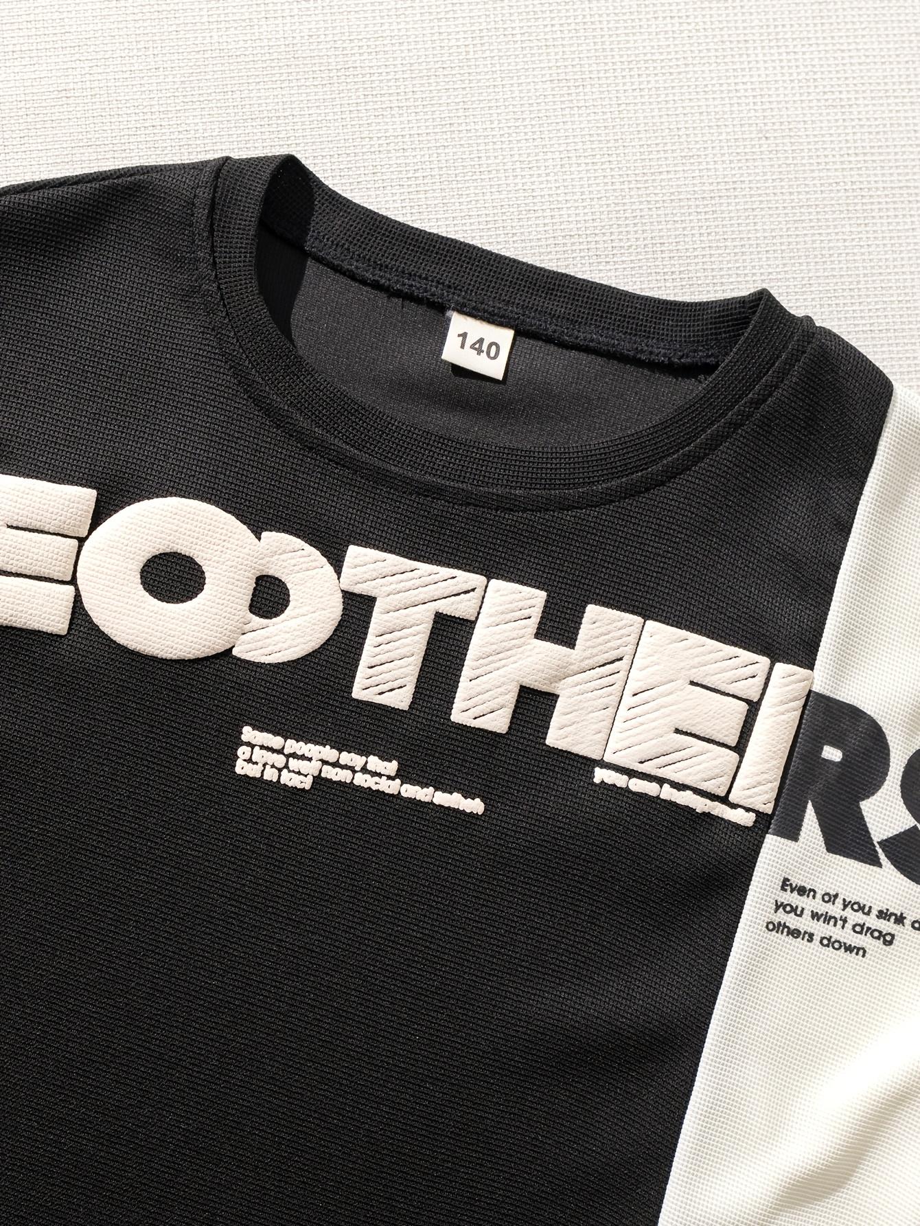 NewBoys' Summer Shorts Set, New Stylish 2pcs Outfit with Short Sleeves, Lightweight Color-Blocked Sportswear for Kids, Perfect for Outdoor(Gift)11