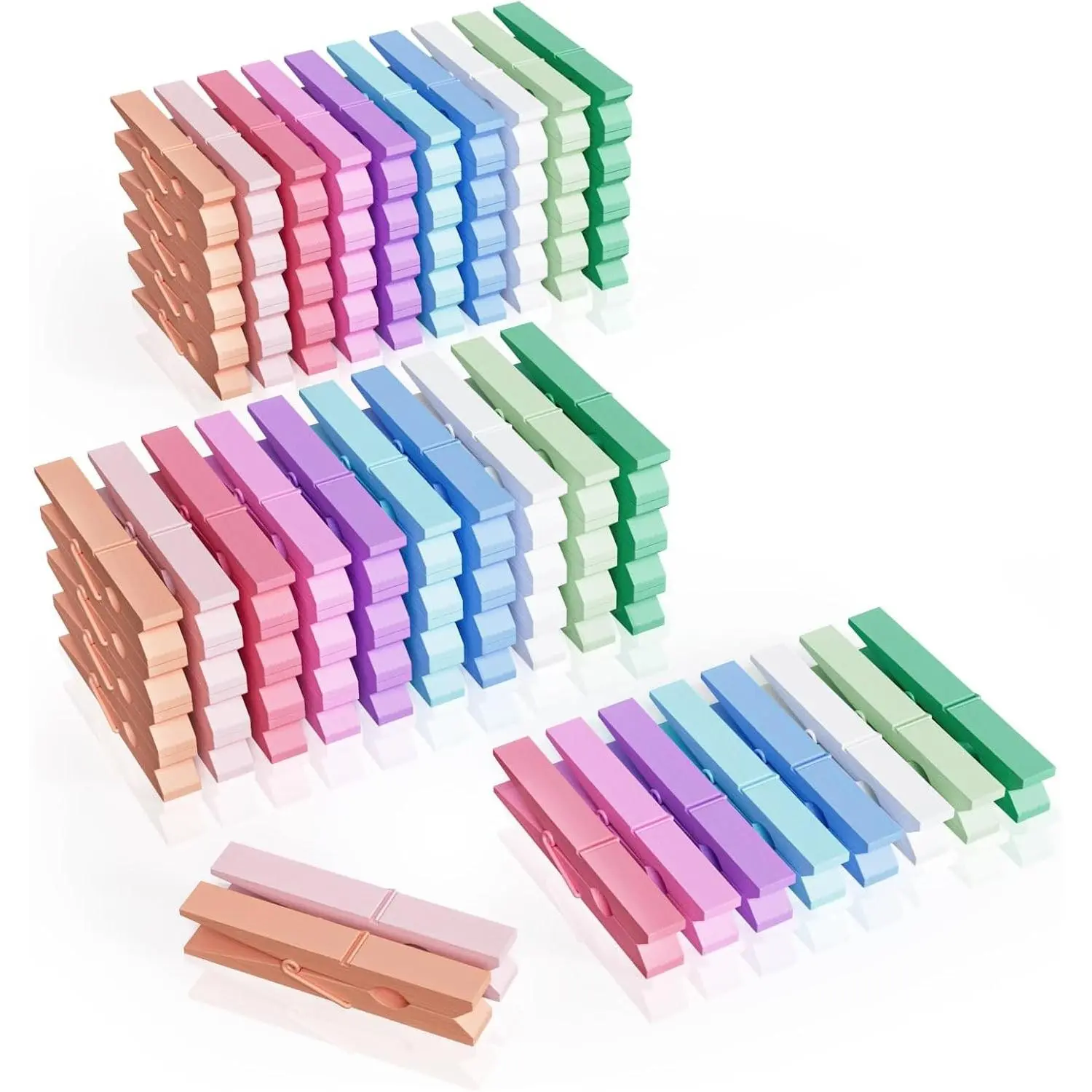 100Pcs Colored Wooden Clothespins Bulk 2.9 Inch Pastel Clips for Craft Classroom Hanging Picture Laundry, Natural Wood Rust Resistant Fade-Resistant, 10 ColorsGift