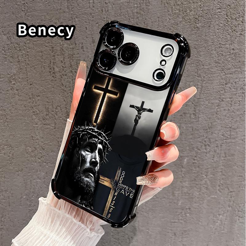 Four Corner Airbag Anti-Collision Electroplated Phone Case for iPhone 17 Pro Max 16 15 Plus Air 14 13 12 11 E Divine Sacrifice Faith Patterned Protection Smartphone Cover