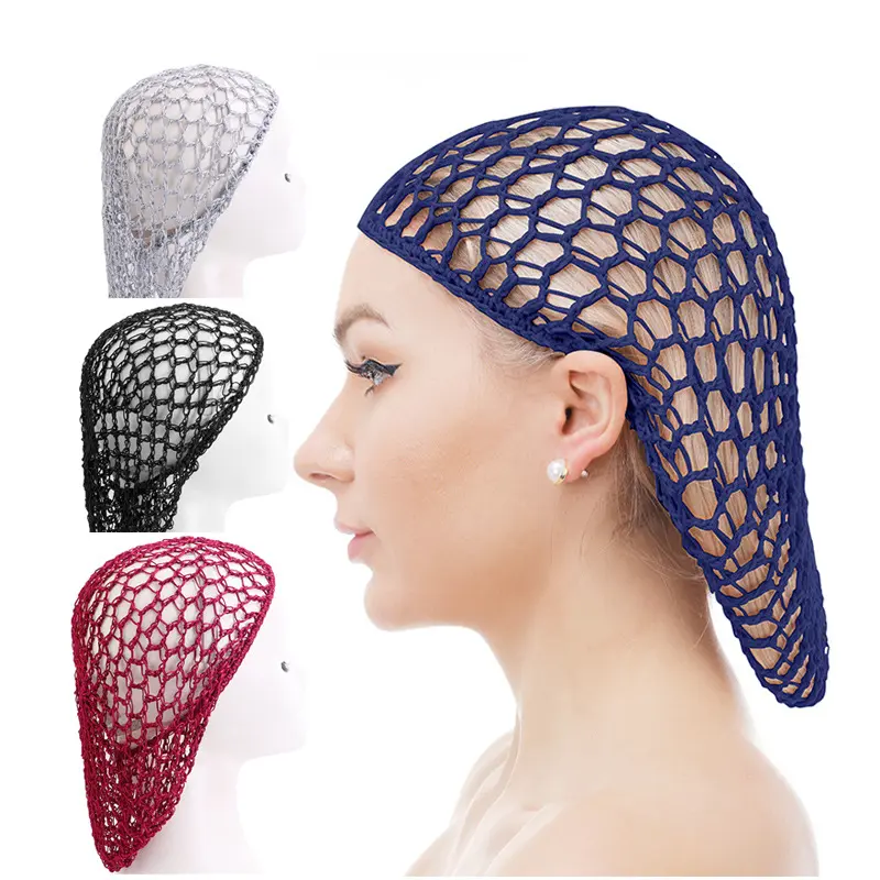 Crochet Mesh Hair Net Sleep Cap for Women, Soft Stretch Knit Snood Hair Cover, Breathable Handmade Crochet Night Hair Wrap, Elastic Hairnet for Long Hair, Sleeping, Hair Styling and Daily Hair Protection