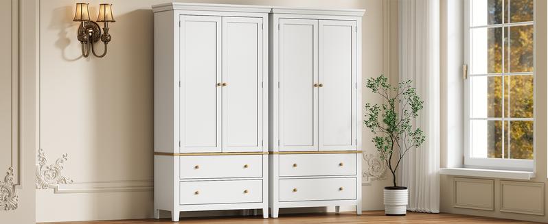 RoyalCraft 70'' Tall Kitchen Pantry Cabinet, Wood Cupboard with 8 Door Storage Shelves, Large Storage Cabinet with Drawers & Adjustable Shelves for Kitchen, Dining Room, Living Room, Laundry, White