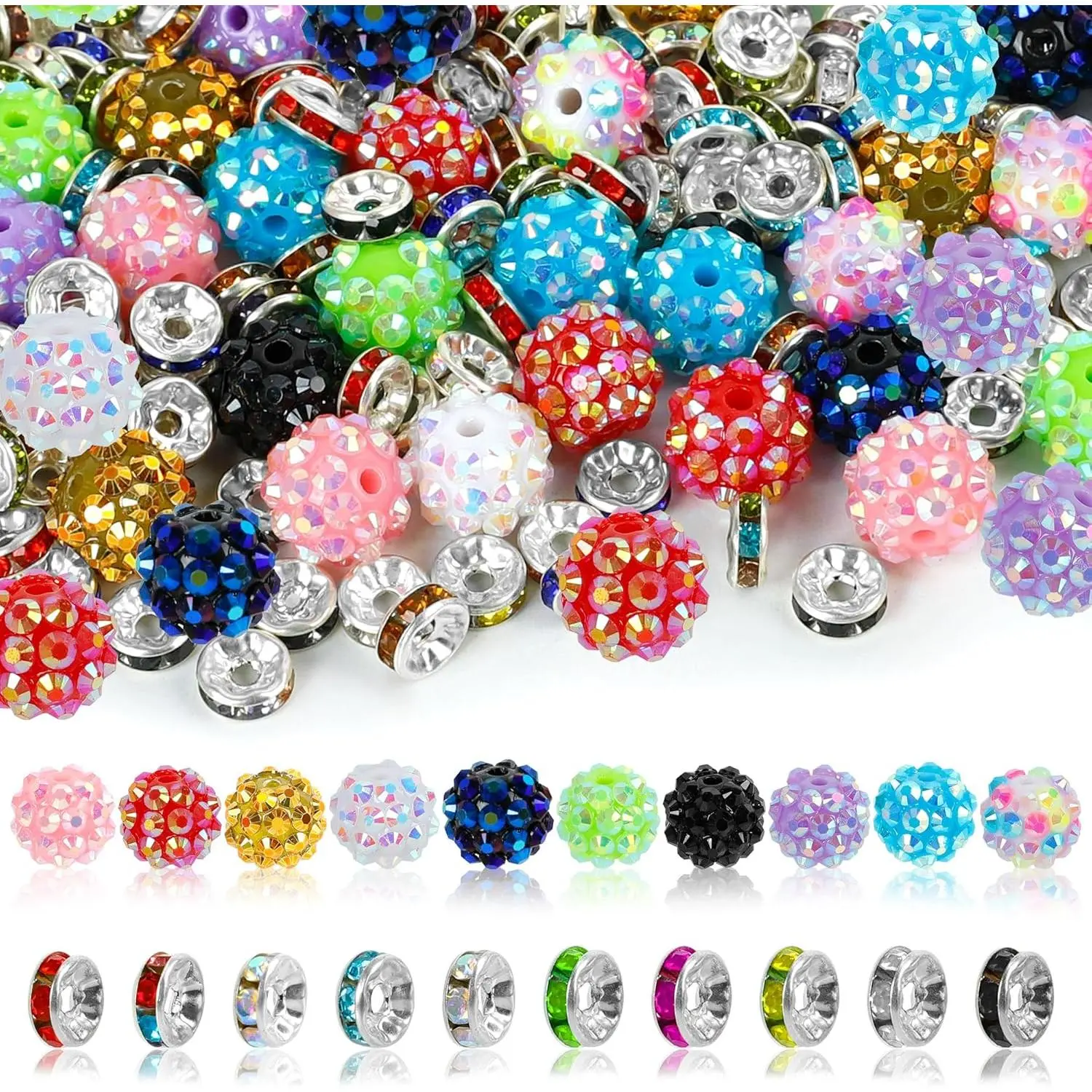 250 count Beads for Pens, Focal Beads for Beadable Pens, Rhinestone Bead, Spacer Bead for Bracelets