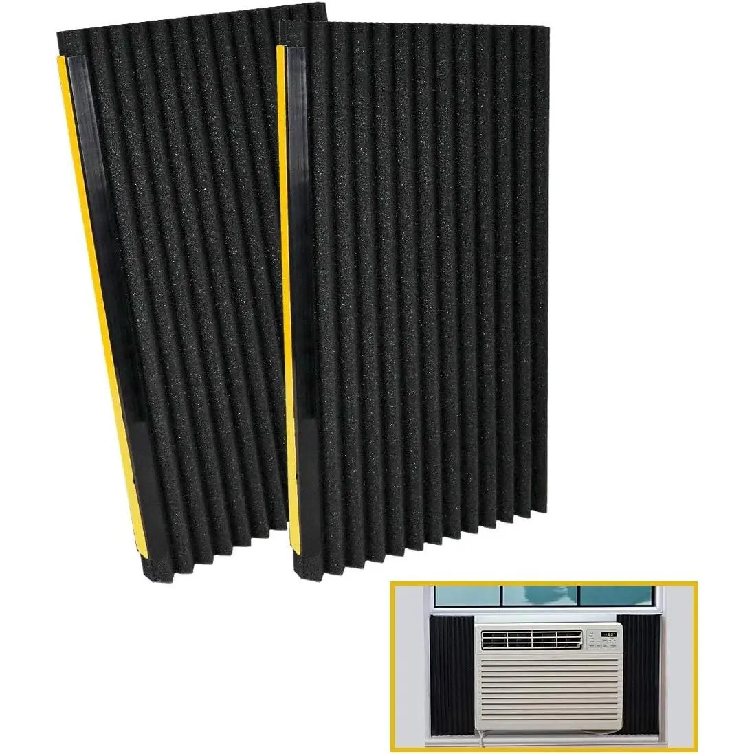 Window Air Conditioner Foam Insulation Panels,AC Side Insulating Panel Kit,2 Pack,Black, 17in High x 9in Wide x 7/8in Thick