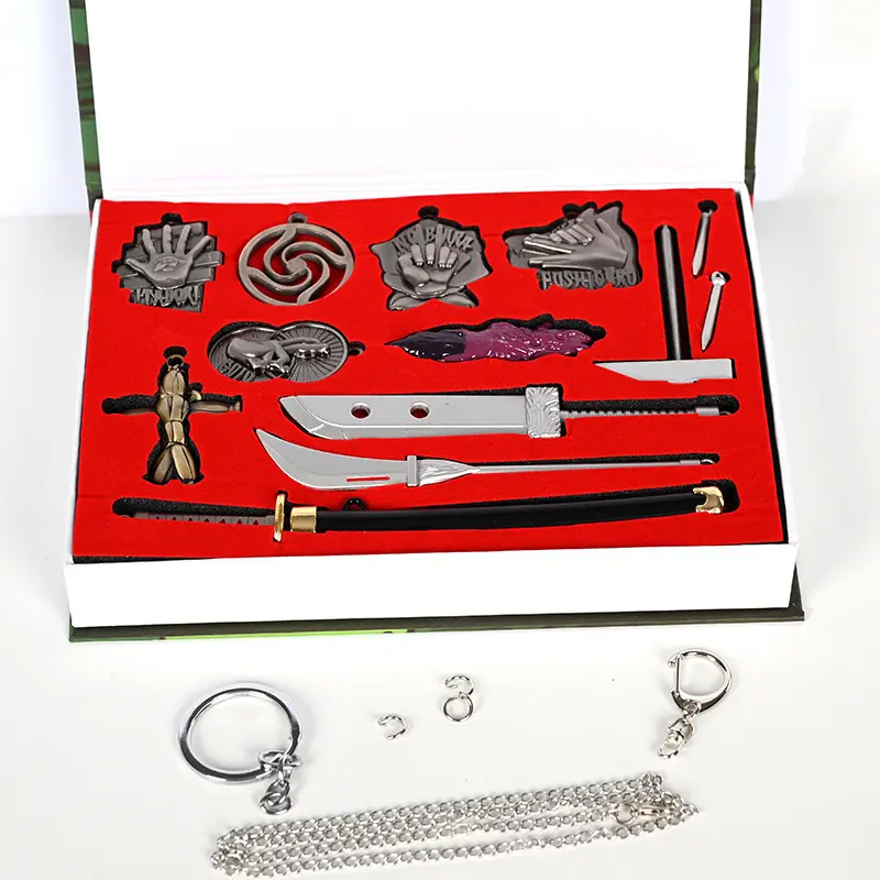 Jujutsu Kaisen Zinc Alloy Ornament Set Anime Figure Pendant Collection Box Keychain Necklace Gift Set For Anime Fans