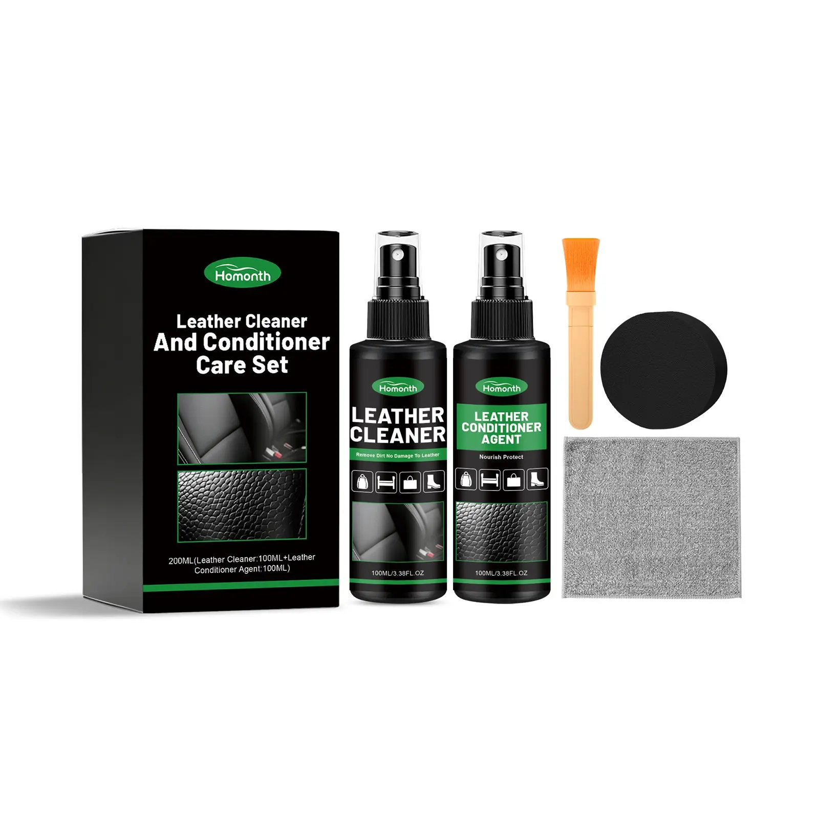 Leather Cleaning Care Kit, Leather Cleaner, Leather Conditioner, Daily Home Use Leather Furniture Waterproof Maintenance, Leather Care Set for Household Needs