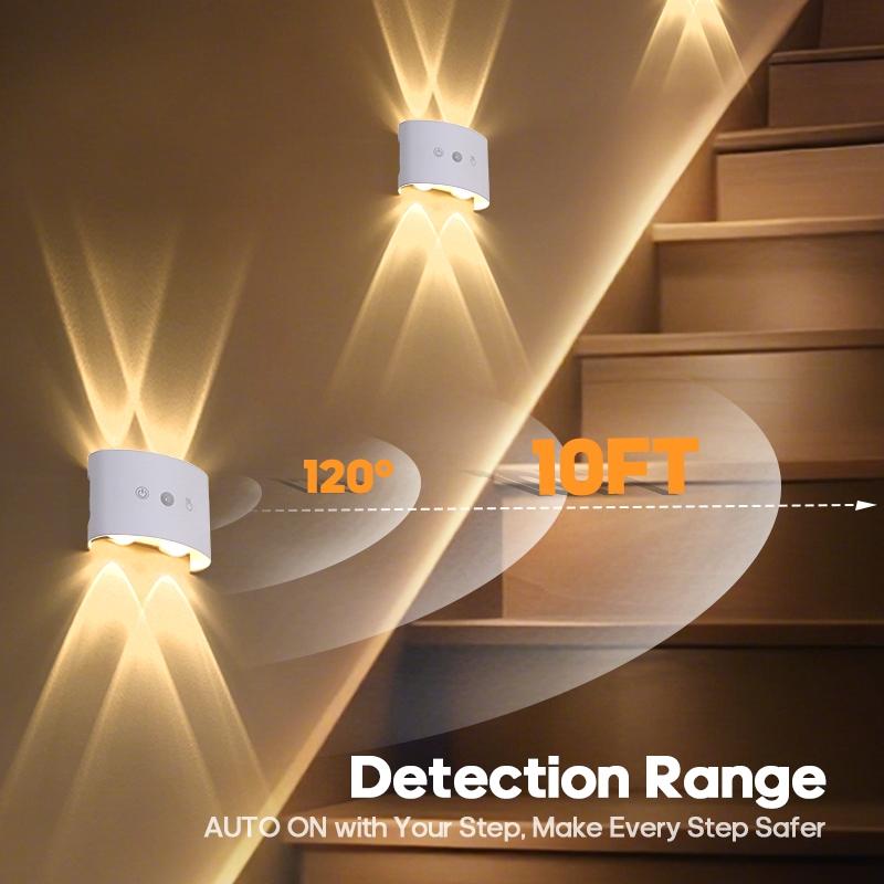 Charging LED Wall Light, Motion Sensor Smart Lamp, Dimmable Adjustable Brightness Indoor Lighting, Magnetic Step Light, Easy Installation Ceiling Fixture, Suitable for Entrance Hallway Bedside Desk Door Bedroom Corridor Living Room Ambiance Lights