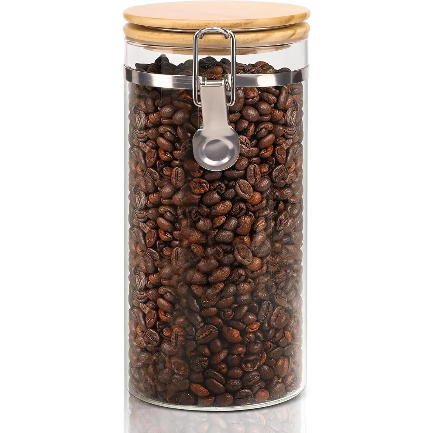 Glass Coffee Canister Coffee Containers for Ground Coffee Coffee Bean Storage Airtight Seal with Locking Clamp, Coffee Bar Accessories  for Kitchen Storage