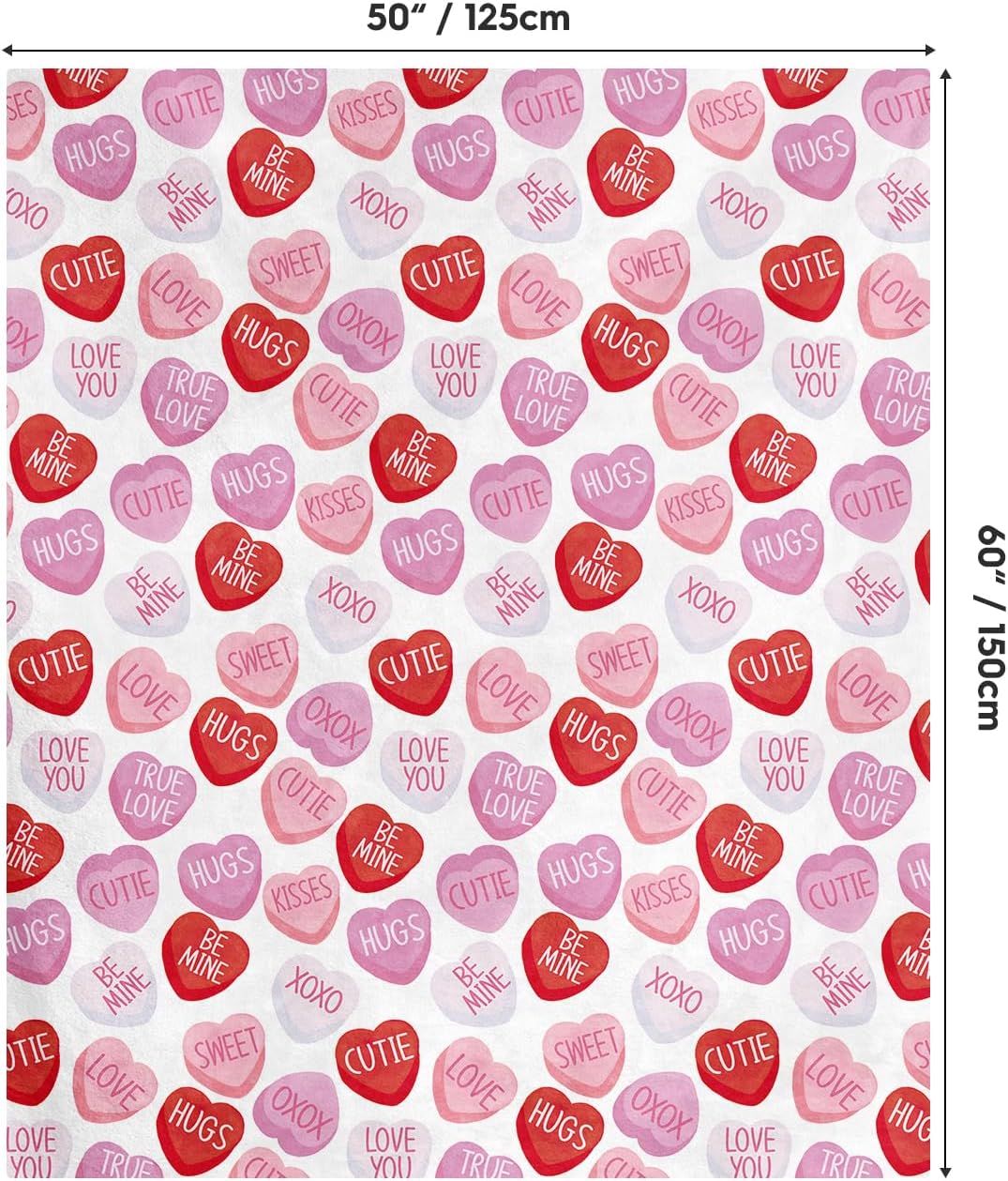 Valentine Flannel Blanket Throw, Pink Hearts with Words Soft Fuzzy Plush Cozy Fleece Blankets for Couch Sofa Bed Lounging, Ideal Gifts for Kids Adults Wife Self, 50x60 Valentine Flannel Blanket Throw, Pink Hearts with Words Soft Fuzzy Plush Cozy Fleece Blankets for Couch Sofa Bed Lounging, Ideal Gifts for Kids Adults Wife Self, 50x60