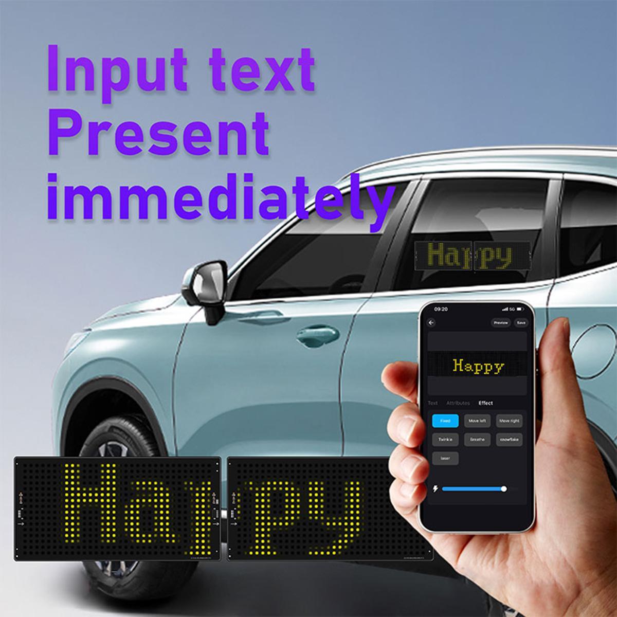 Car LED Matrix Pixel Panel, Flexible LED Display Screen with APP Control, DIY Night Light & Halloween Decoration, Car Decorative Light