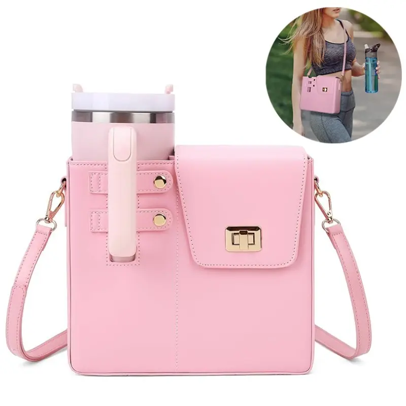 Stanley Purse Cup Holder Bag, Crossbody Shoulder Bag, Outdoor Crossbody Handbag for Stanley Cup Tumbler Purse, Crossbody Tumbler Bag with Strap, Water Bottle Carrier for Outdoor Travel, Ideal for Gym, Travel & Outdoor Activities, Fits Stanley 40oz Cup